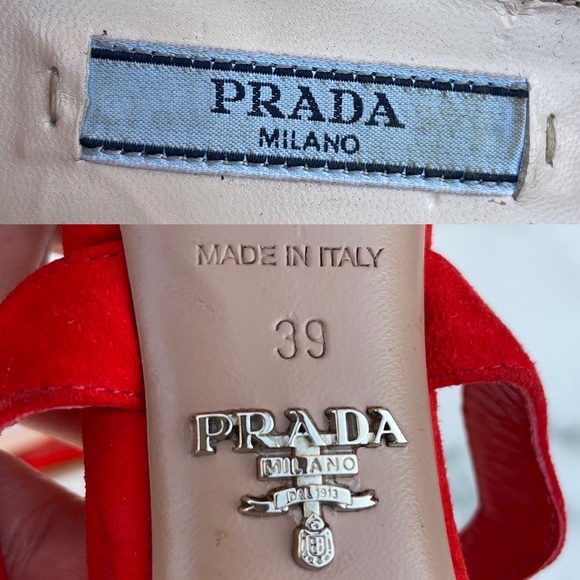 Prada red suede triple strap wavy scalloped sandal size IT 39 US 9 - Picture 12 of 16